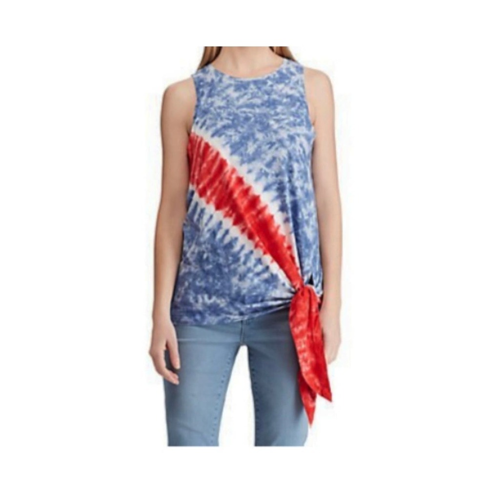 Chaps Red, White. & Blue Tie Dye Sleeveless Top XL